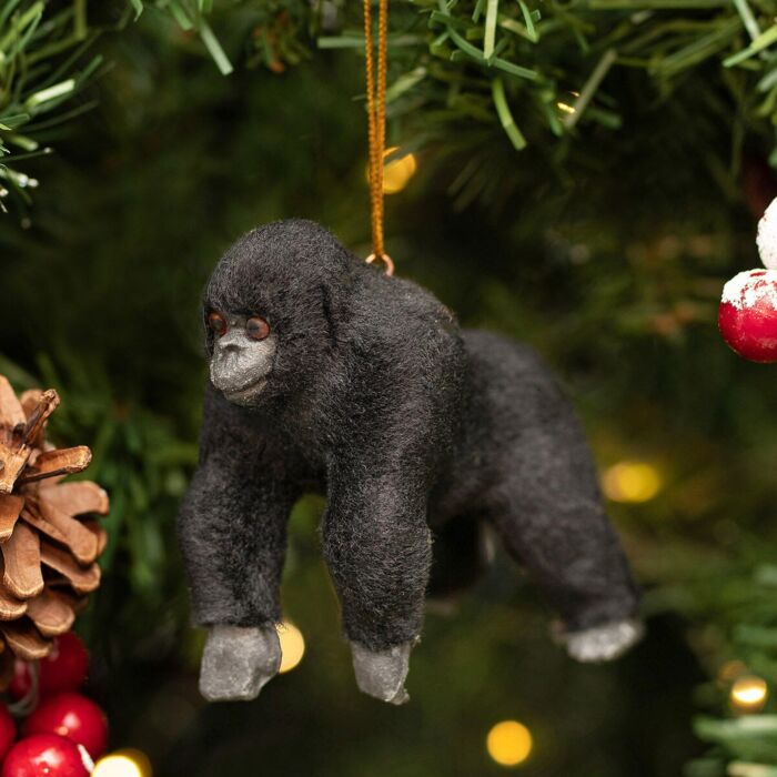 Gisela Graham - Faux Fur Black Gorilla Tree Decoration
